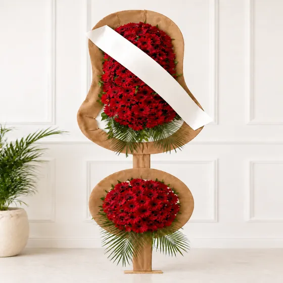 Kırmızı Gerbera Ayaklı Açılış Çelengi