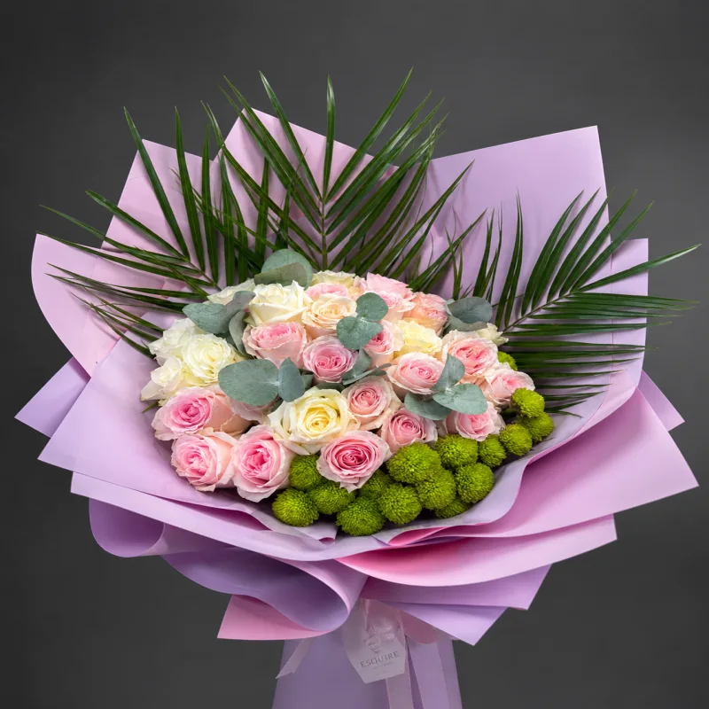 Pastel Gül Buketi – Premium Pembe & Krem Güller | Lüks Çiçek Aranjmanı