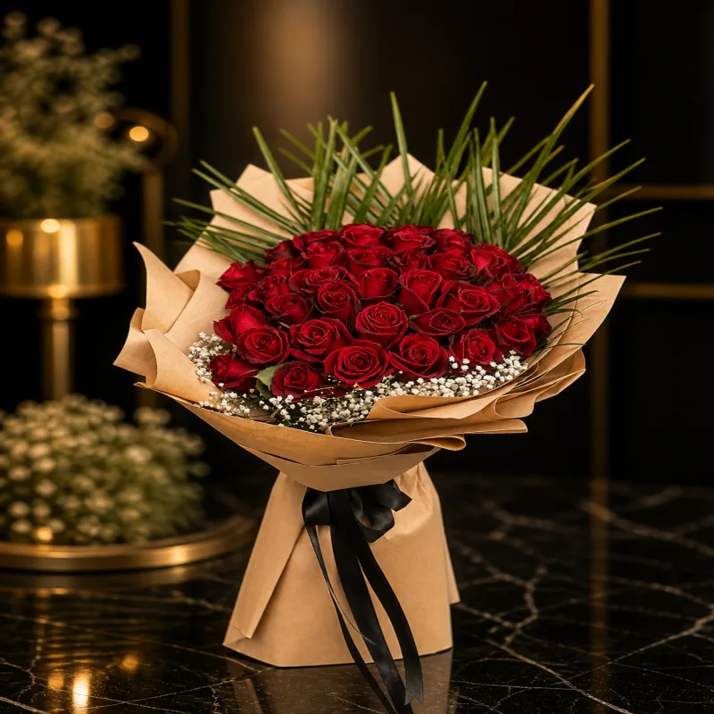 Velvet Red Premium Gül Buketi