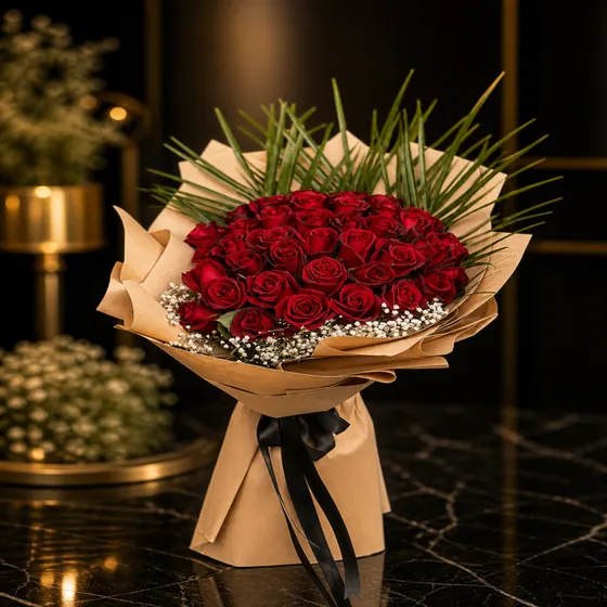 Velvet Red Premium Gül Buketi